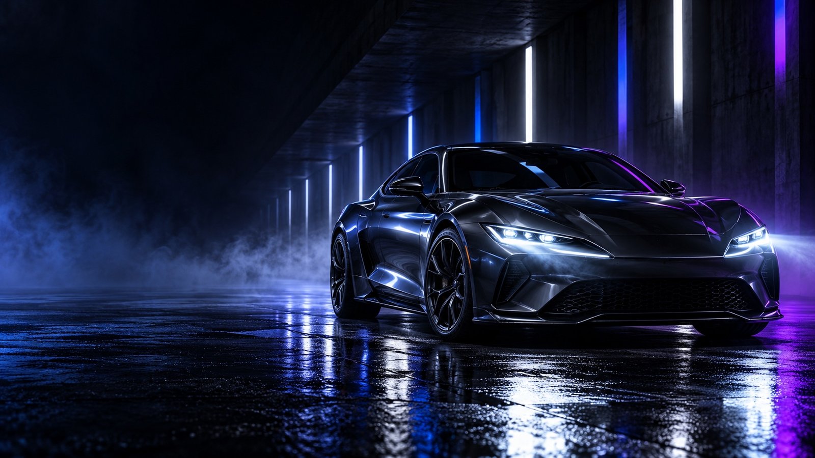 Carro com faróis LED ligados
